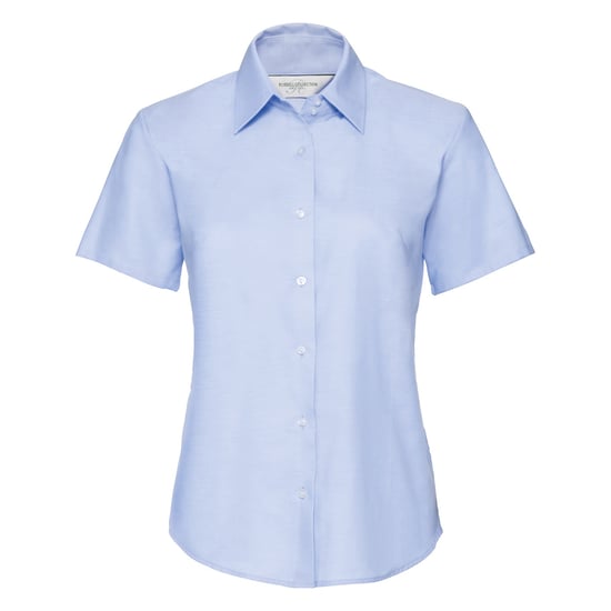 Russell Collection Ladies/Womens Short Sleeve Easy Care Oxford Shirt (Oxford Blue)