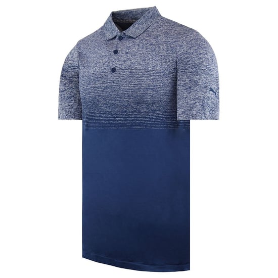 Puma EvoKnit Performance Fit Short Sleeve Blue Ombre Mens Polo Shirt 595106 01