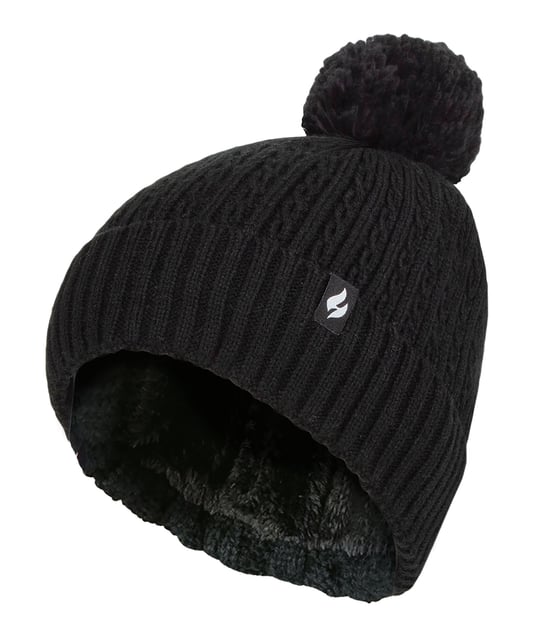 Gorro Térmico de Cable para Mujer | Calentador | Gorro de Invierno de Punto - Negro - Image 1