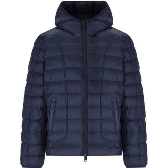 Diesel Plain Navy Blue Padded Hooded Jacket