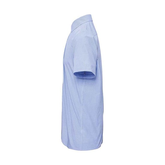 Premier Mens Gingham Cotton Short-Sleeved Shirt (Light Blue/White) - Image 3