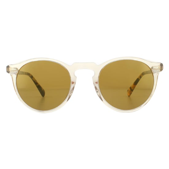Gafas de sol Oliver Peoples Round para hombre en carey oscuro buff con espejo dorado. - Image 1