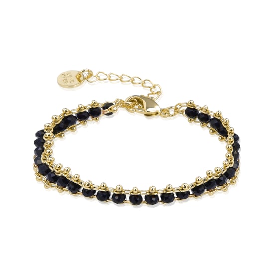 Luxenter lailai bracelet in 925 sterling silver and black crystal with 18 carat yellow gold plated finish