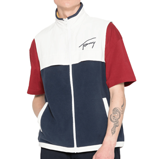 Chaleco retro Tommy Hilfiger Mix Media para hombre en azul marino - Image 1