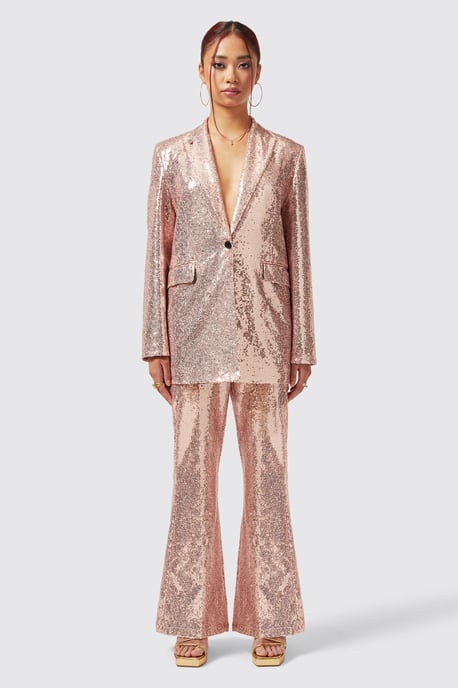 Caladium Slim Fit Pink Sequin Jacket