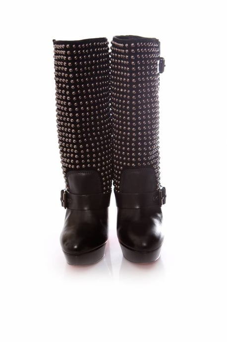 Black leather platform boots - Image 3