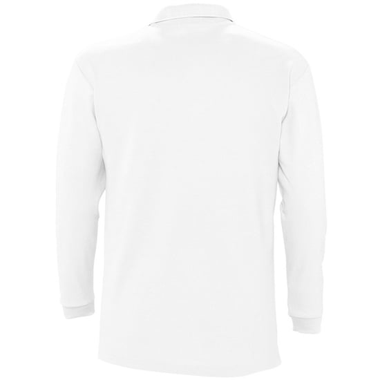 SOLS Mens Winter II Long Sleeve Pique Cotton Polo Shirt (White) - Image 2