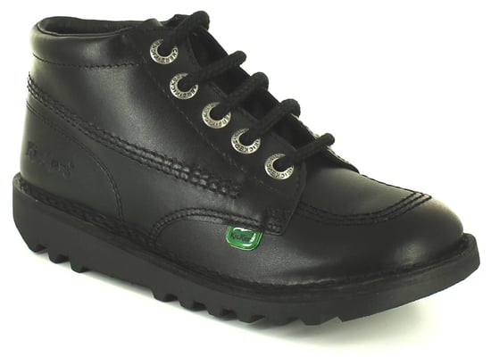 Kickers Childrens Boots Hi Core y Leather Lace Up black - Image 1