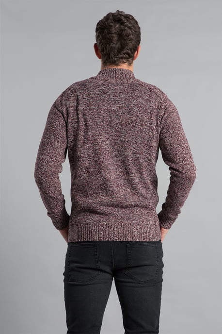Wine Recycled Cotton Blend Zip-Through Cardigan