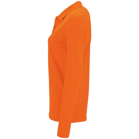 SOLS Womens/Ladies Perfect Long Sleeve Pique Polo Shirt (Orange) - Image 3