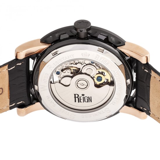 Reign Stavros Automatic Skeleton Leather-Band Watch