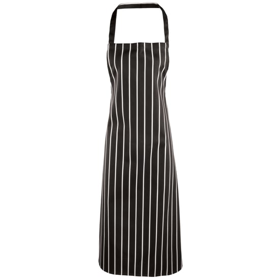 Premier Ladies/Womens Stripe Apron (Pack of 2) (Black/White)