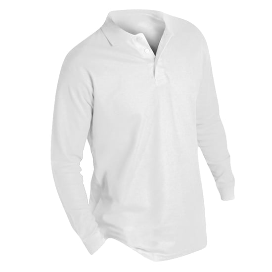 SOLS Mens Winter II Long Sleeve Pique Cotton Polo Shirt (White) - Image 3