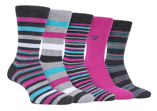 Farah - Pack de 5 calcetines para hombre de bambú orgánico natural con rayas brillantes - Image 1