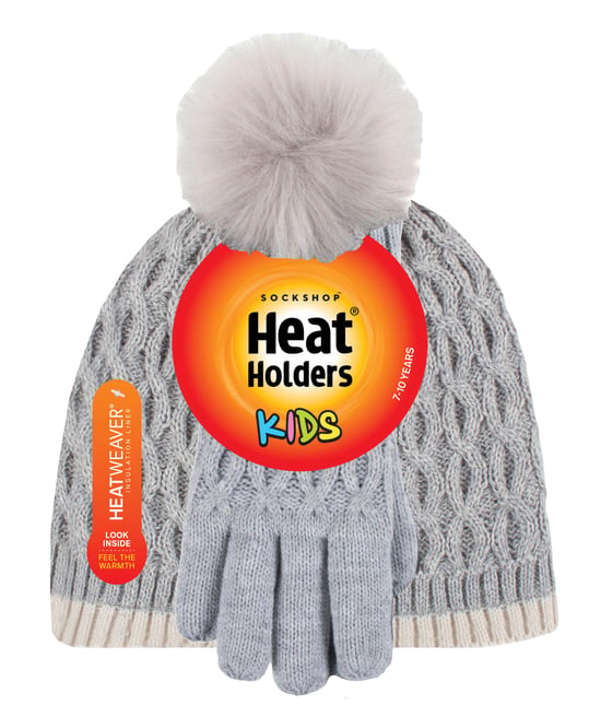 Heat Holders - Gorro y guantes térmicos aislantes para niñas - Gris Nube - Image 2