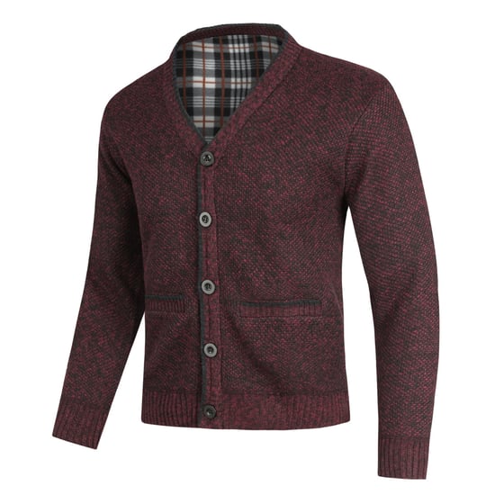 Men's Cardigan with Two Pocket Button Stand-Up Collar Cardigan for Winter Burgundy - Image 2