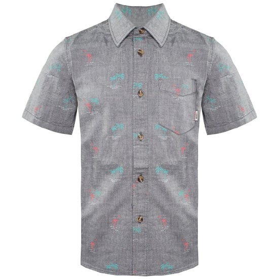 Camisa infantil gris con estampado de palmeras y cuello de manga corta Off The Wall de Vans - Image 1