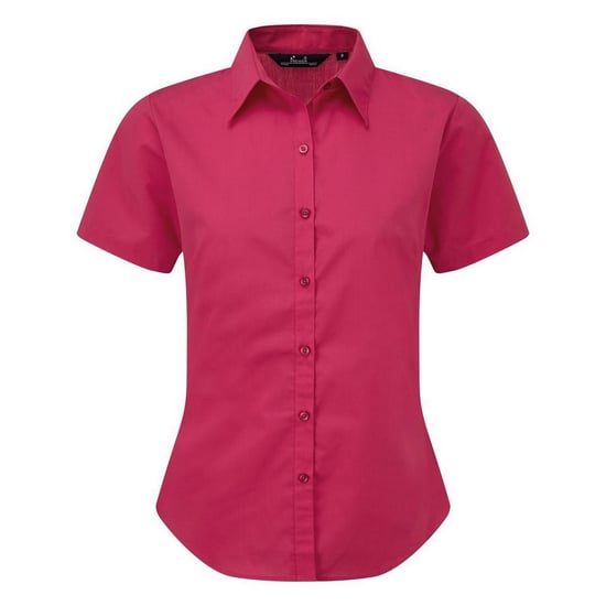 Premier Short Sleeve Poplin Blouse / Plain Work Shirt (Hot Pink) - Image 1