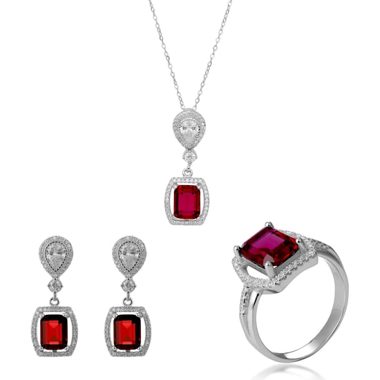 Orphelia 'Enora' Women's 925 Sterling Silver Set: Necklace + Earrings + Ring - Silver SET-7426/RU - Image 1