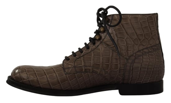 Botas Derby de Cuero de Cocodrilo Grises para Hombre de Dolce & Gabbana - Image 4