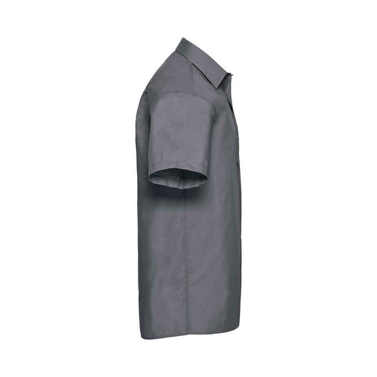 Russell Collection Mens Poplin Easy-Care Short-Sleeved Formal Shirt (Convoy Grey) - Image 3