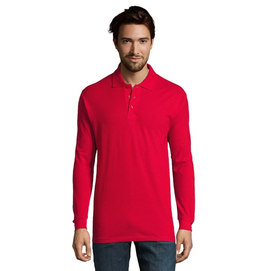 SOLS Mens Star Long-Sleeved Polo Shirt (Red) - Image 1
