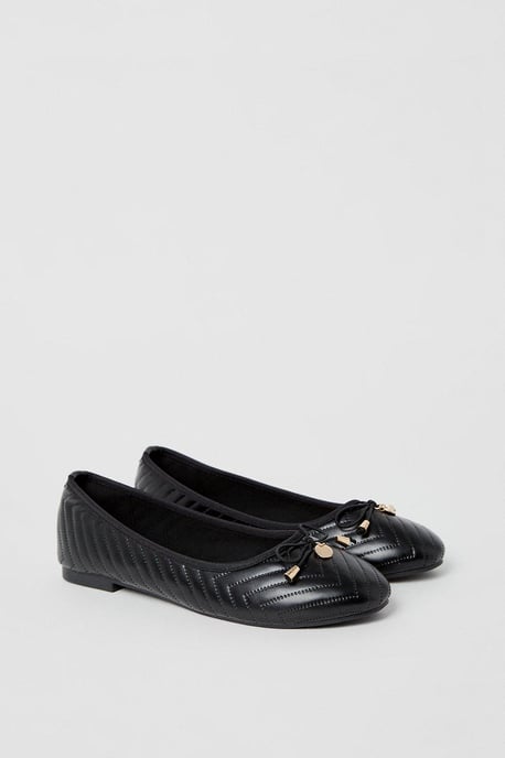 Phoenix Quilted Detail Comfort Bow Ballet Pumps