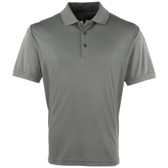 Premier Mens Coolchecker Pique Short Sleeve Polo T-Shirt (Dark Grey) - Image 1