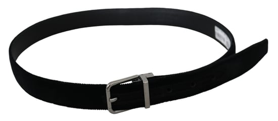 Cinturón de cuero negro con hebilla plateada de terciopelo para hombre de Dolce & Gabbana - Image 3