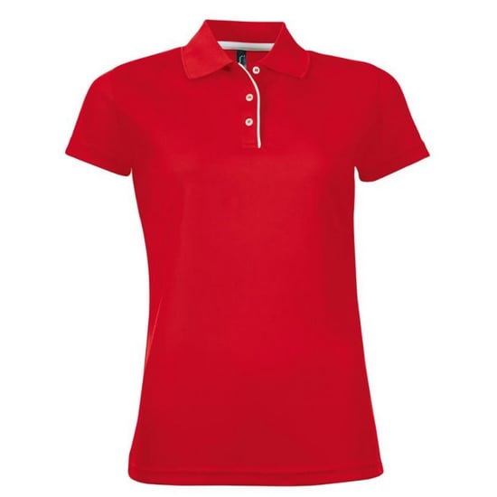 SOLS Womens/Ladies Performer Short Sleeve Pique Polo Shirt (Red) - Image 1