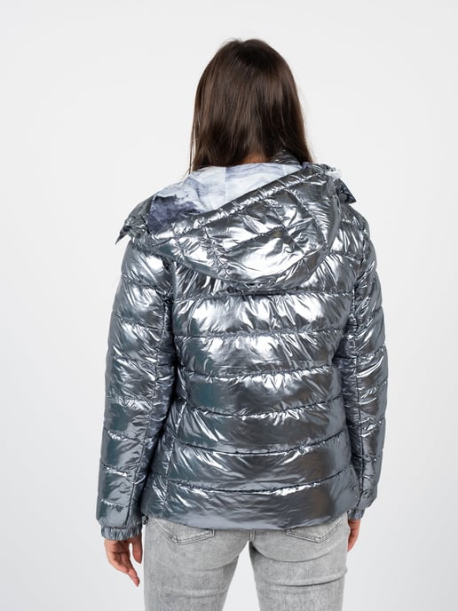 Guess Chaqueta Chaqueta de bombardero de mujer Plata - Image 5