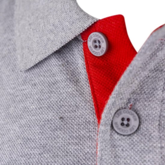Lee Cooper Mens Marl Pique Polo Shirt (Grey) - Image 3