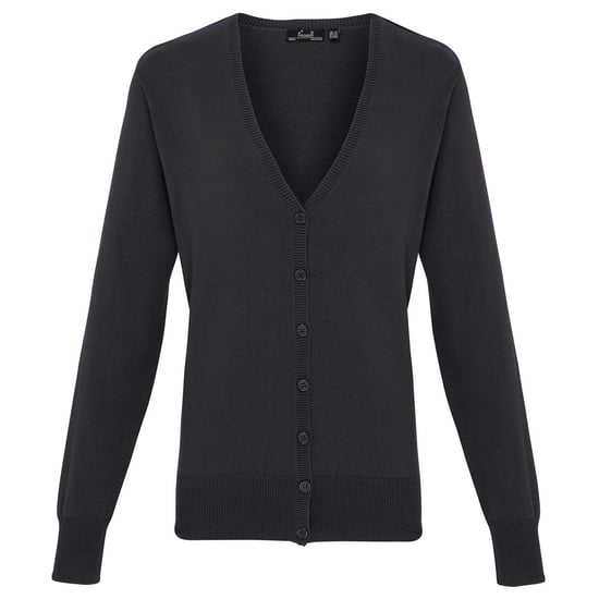 Premier Womens/Ladies Cotton Acrylic V Neck Cardigan (Charcoal) - Image 1