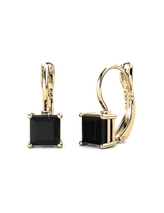 Pendientes Cuadrados - Oro y Negro - Image 1