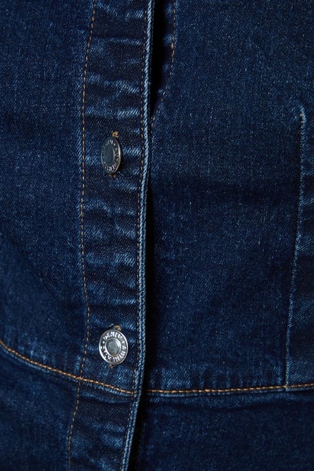 Half Placket Denim Shirt Dress