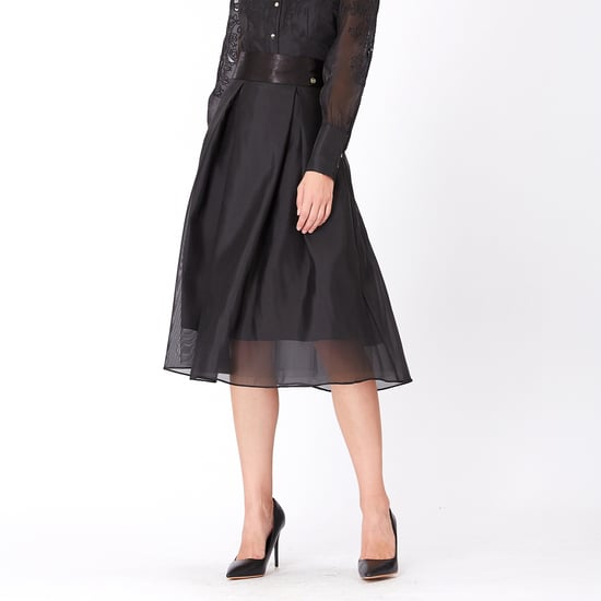 Flared organza and satin skirt - Image 1