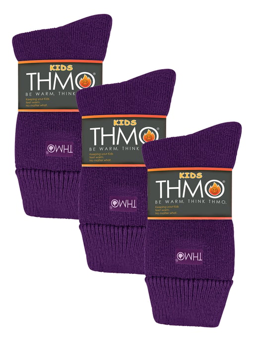 3 Pares Multipack Calcetines Térmicos Niños | THMO | Ribbed Soft Top Fleece Fluffy Inner Warm Socks for Boys & Girls - Purple - Image 2