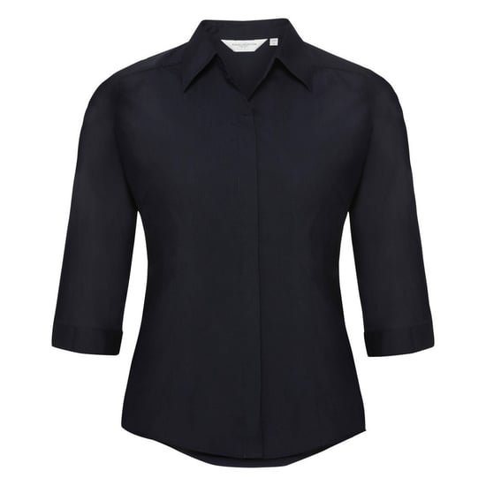 Russell Collection Ladies 3/4 Sleeve Poly-Cotton Easy Care Fitted Poplin Shirt (French Navy) - Image 1