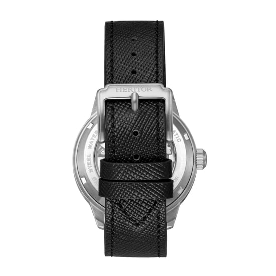 Heritor Automatic Argento Leather-Band Watch