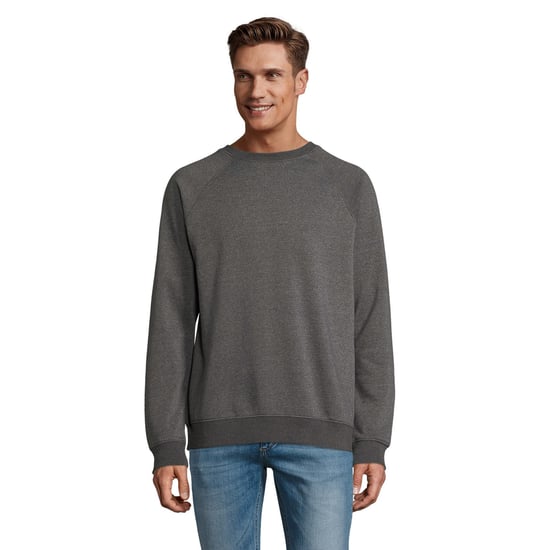 SOLS Unisex Adult Space Organic Raglan Sweatshirt (Charcoal Marl) - Image 4