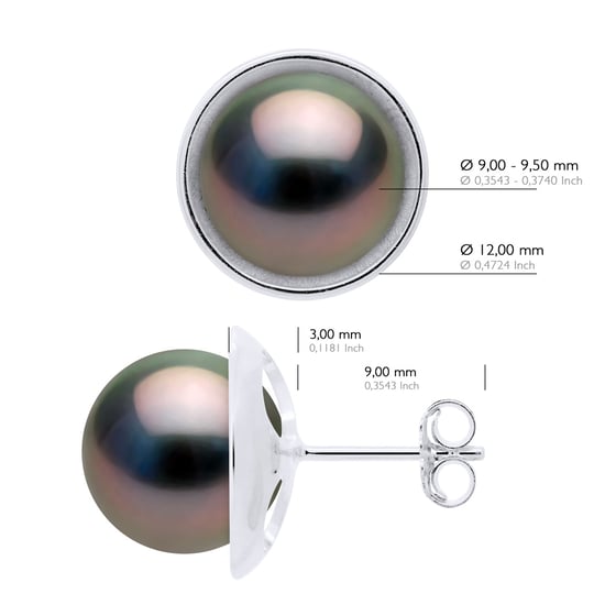 Earrings - Surroundings Sleek - Prestige - White Gold 375 - Real Cultured Tahiti Pearls Round 9-10 mm - Image 2