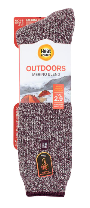 Heat Holders - Calcetines térmicos de lana merino para invierno de pierna larga reforzados 2.9 TOG para exteriores - Vino - Image 2