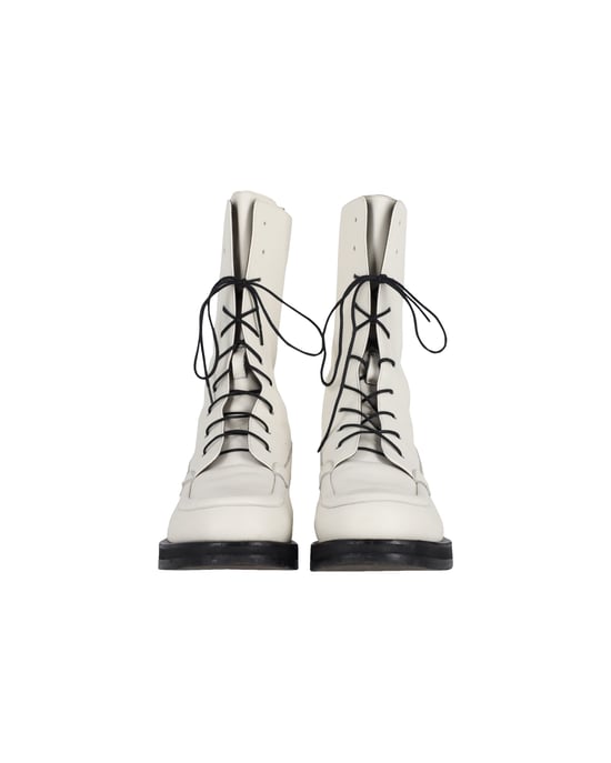 The Row Patty Lace-Up Combat Boots in White Leather - Image 2