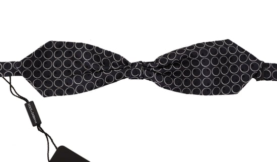 Dolce & Gabbana Black White Round 100% Silk Neck Papillon  Men's Tie