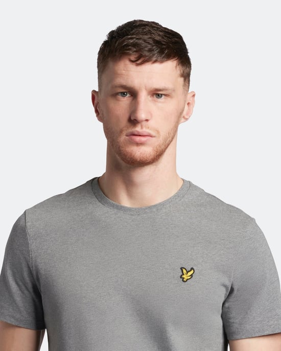 Middengrijs gemêleerd T-shirt met Lyle & Scott-logo op de borst - Image 4