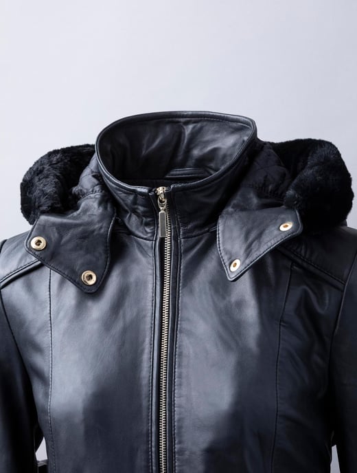 Rydalwater Hooded Leather Coat in Black