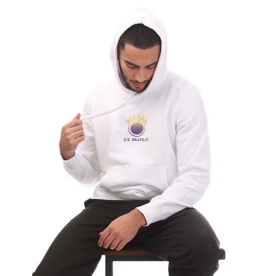 Sudadera con capucha blanca con logo pequeño morado descolorido de Diesel - Image 4