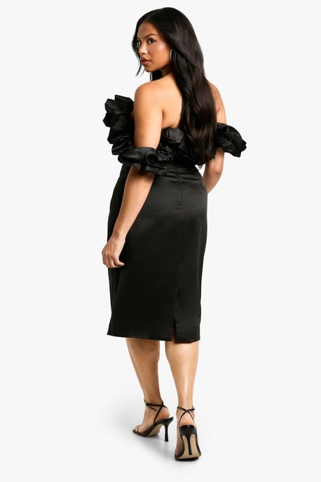 Plus Volume Off The Shoulder Midi Dress