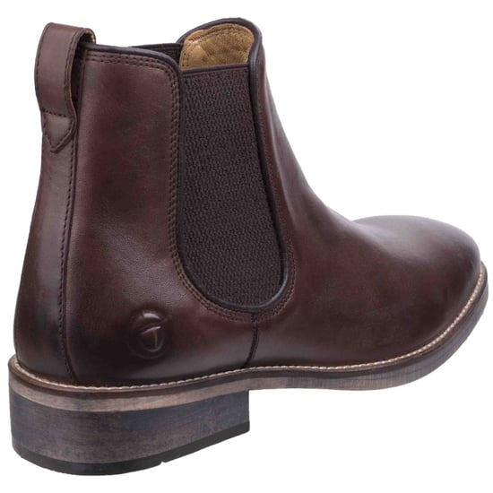 Cotswold Mens Corsham Town Leather Pull On Casual Chelsea Ankle Boots (Dark Brown) - Image 4