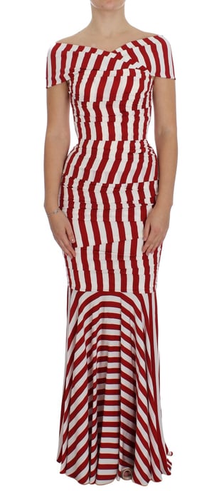 Vestido de seda elástica rojo y blanco para mujer de Dolce & Gabbana - Image 6